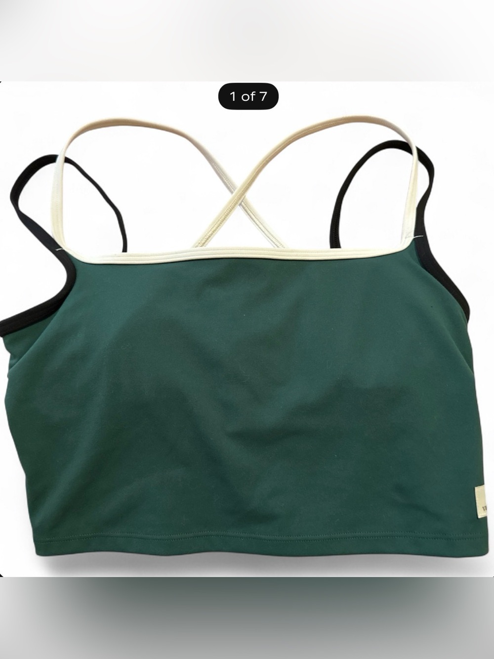 Vuori Forest Green Bandeau Crop with Cream Trim